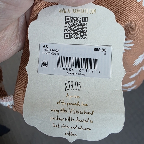 Altar'd State Brown/White Daisy Ruffle Sleeve Crop Top size Small - Picture 5 of 5